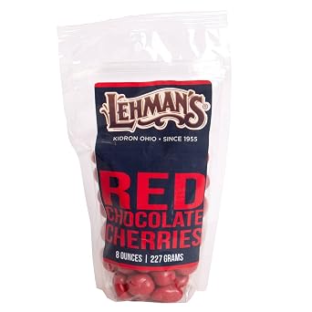 Lehman's Red Chocolate Covered Cherries, Creamy Milk Chocolate and Red Sweet Cherry Candy Coated, 8 oz Resealable Bag
