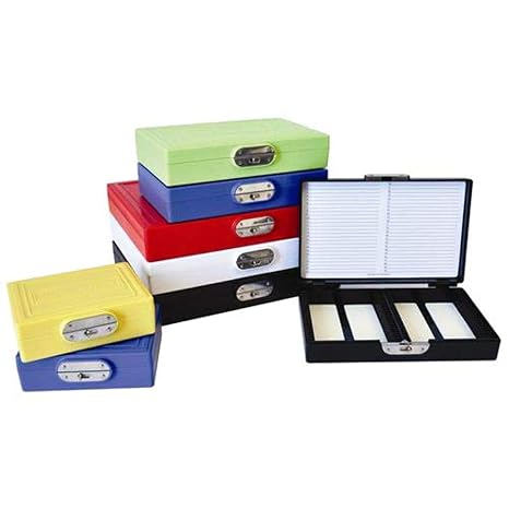 2302-2-CS Micro Slides Storage Box, 100 Slide Capacity, High Impact ABS, Red