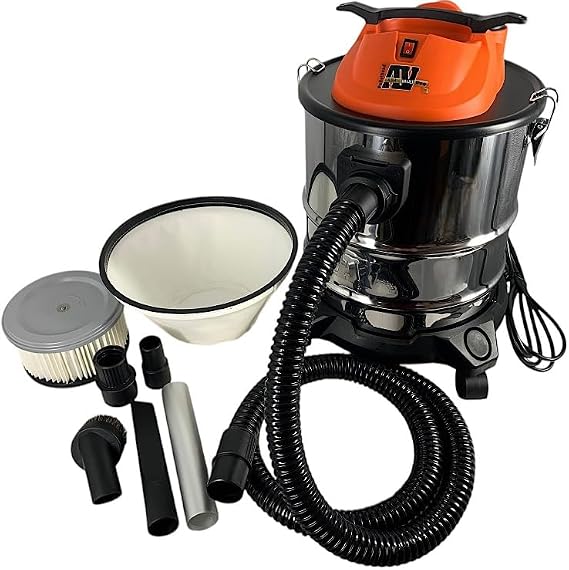 Pellethead Ash Vault Pro | 10-Amp Ash Vacuum for Fireplaces, Pellet Stoves & BBQs 5-Gal Capacity, Dual HEPA, Heat-Resistant Hose, Steel Tank