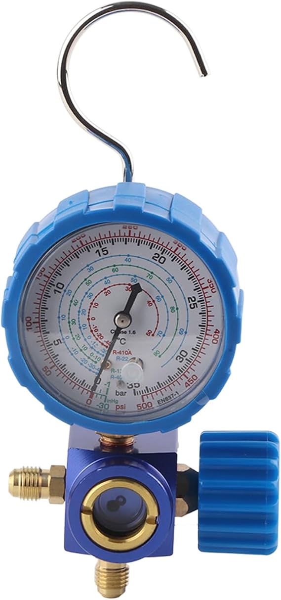 Manifold Gauge, Refrigerant Pressure Gauge, HVAC Gauge Manifold with Visual Mirror, Heavy Duty Manometer Diagnostic Tool for Air Conditioning