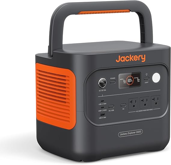 Jackery Explorer 2000 v2 Portable Power Station, 2042Wh, 2200W AC Output | LiFePO4 Battery, USB-C PD 100W Fast Charging, Solar Generator for Emergencies, Power Outages, Camping (Solar Panel Optional)