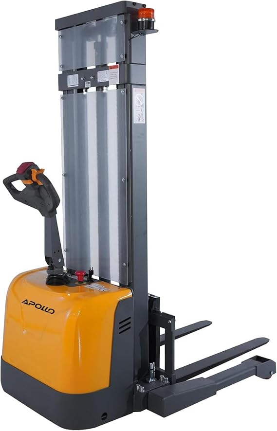 APOLLOLIFT Fully Powered Electric Stacker with Straddle Legs, 3300 lbs Capacity 98" Lift Height, Fully Electric Material Handling Lift Truck, with Adjustable Forks