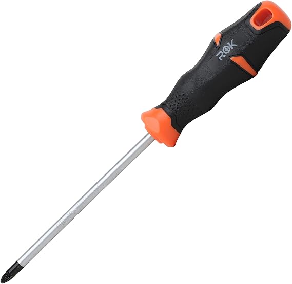 Pozi #2 Screwdriver, Chrome Shaft in Black with Orange Handle, ROKPOZI