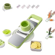 6-in-1 Multifunctional Vegetable Cutter & Mandoline Slicer Set - Stainless Steel Blade Manual Food Dicer & Grinder with Safety Guard, Kitchen Essential for Vegetable Fruit Cheese Meal Prep