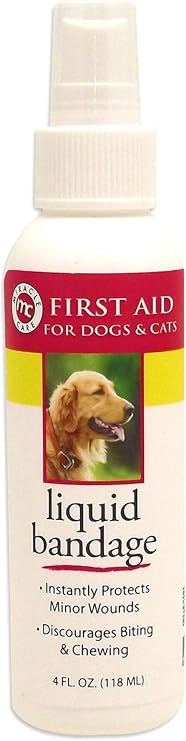 Miracle Care First Aid Liquid Bandage Spray for Dogs and Cats, 4 Ounce | Wound Care Instantly Protects Minor Cuts, Soothing and Breathable Protection, Provides Waterproof Seal, Discourages Licking