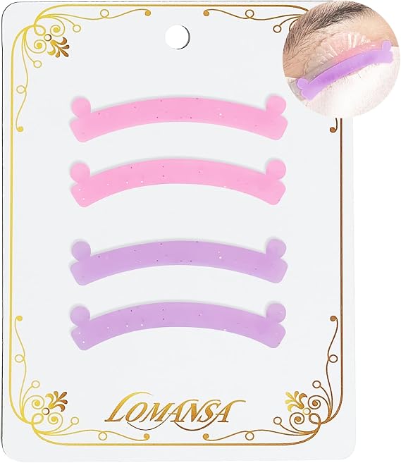 Lash Lift Pads Eyelash Lift Ribbon Lash Lift Tool Silicone Pads Curlers Soft Stripes Flexible Silicone Perm Roller (Pink Purple)
