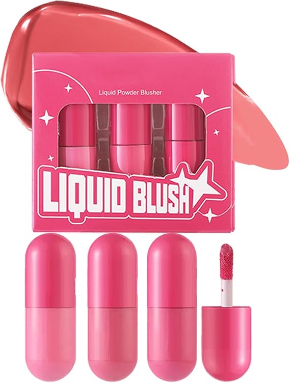 Liquid Blush Stick, Long-Lasting Rouge, Lightweight Blusher Natural Glow Makeup Dewy Finish Buildable Creamy Formula for Cheeks and Lips, 4.5g X 3 Pieces