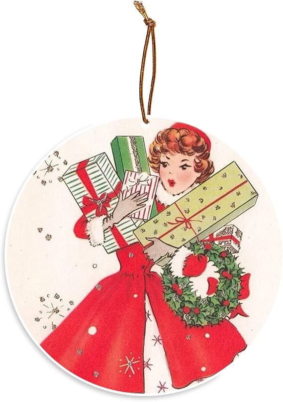 Mid Century 1950s Style Christmas Shopper Christmas Tree Ornament