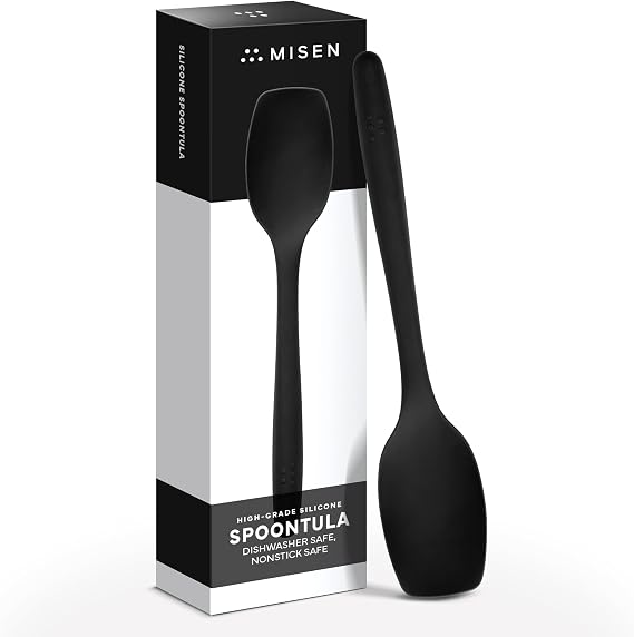 Misen Spoontula - Dishwasher Safe, Heat resistance, Nonstick Safe - Professional-Grade Versatile Kitchen Tool for Stirring, Spponging, Folding and Flipping - 4 Tools in One - Built to Last - Black