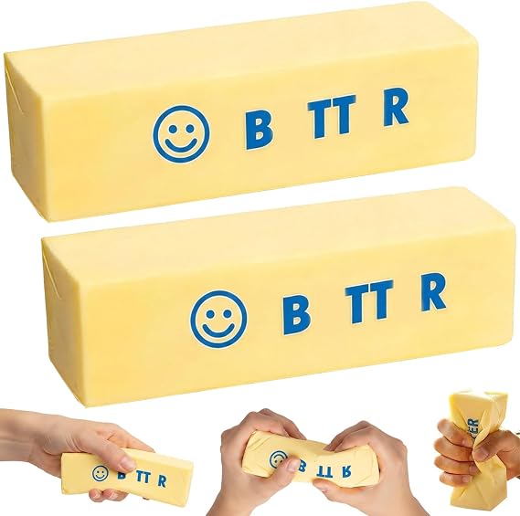 Butter Squishy, 2 PCS Soft Butter Stick Squeeze Fidget Toys, Realistic Sensory Squishies Squeeze Toys for Adults Rebounding Help for Stress Relief and Focus, Squishy Butter for Home Office School