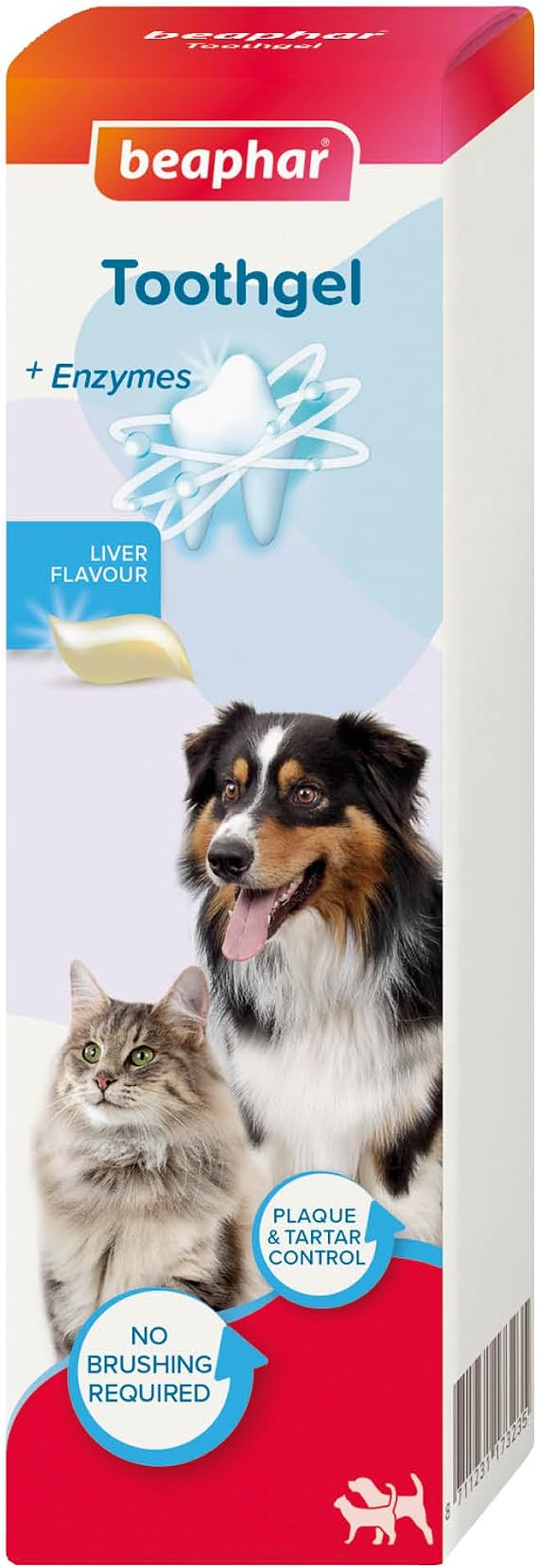 Beaphar - No-Brush Toothgel with Enzymes - Dental Care for Cats & Dogs - Helps Control Plaque and Tartar, and Freshen Breath - Fluoride-Free - Liver Flavour - No Brushing Required - 100g Tube