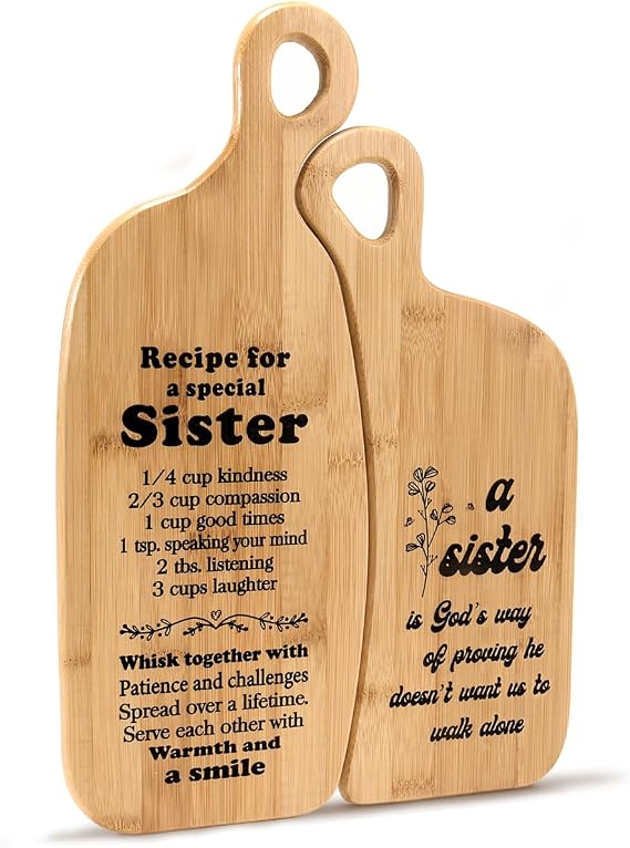 Sisters Gifts from Sister, Birthday Gifts Ideas for Sister from Sister, Best Sister Gift Ideas for Christmas Mothers Day, Recipe for A Special Sister 2 Piece Cutting Board Set Decorative Serving Board