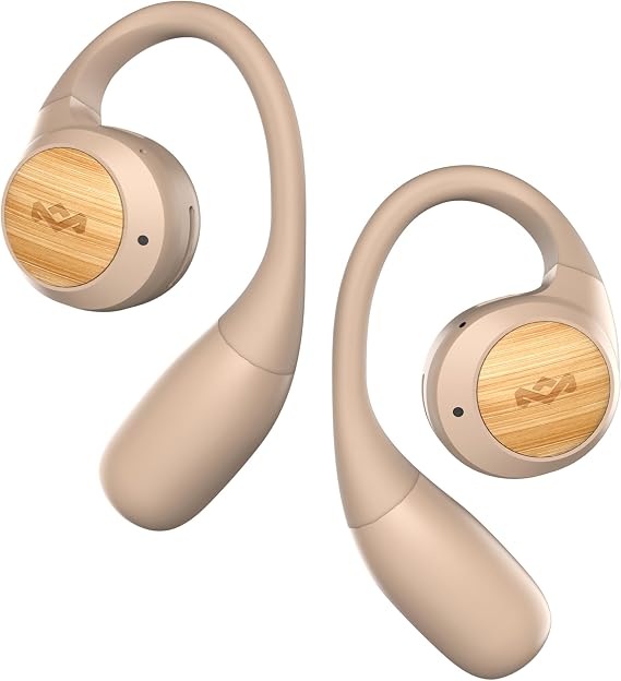 House of Marley Liberate Open-Ear True Wireless Earbuds, 20 Hrs Total Playtime, Quick Charge, Built-in Microphones, 12mm Drivers, Sustainable and Eco-Friendly Design (Cream)