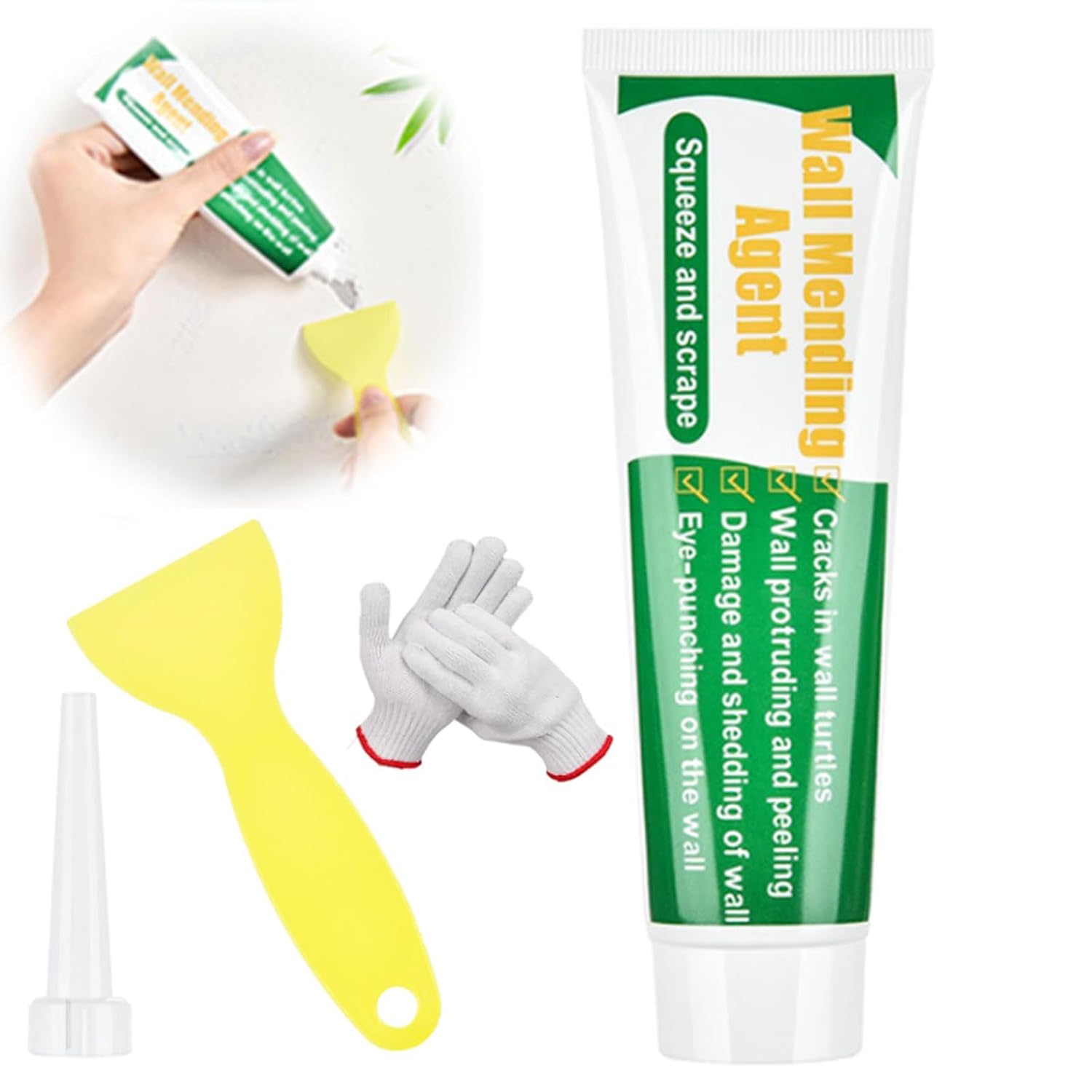 Wall Chapstick Hole Filler, Wall Hole Fixer Chapstick, Wall Patch Repair Kit, Wall Putty Hole Repair with Scraper, Dry Wall Repair Paste 1PCS,150g5.29oz