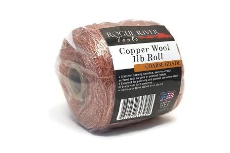 Copper Wool (COARSE Grade) - 1lb Roll - by Rogue River Tools. Choose Grade! Made in USA, Pure Copper