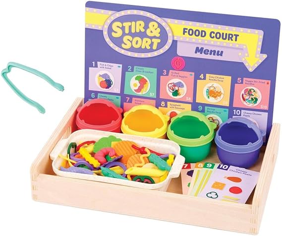 Battat Education Stir & Sort Food Court Play Food Fine Motor Game, Learning