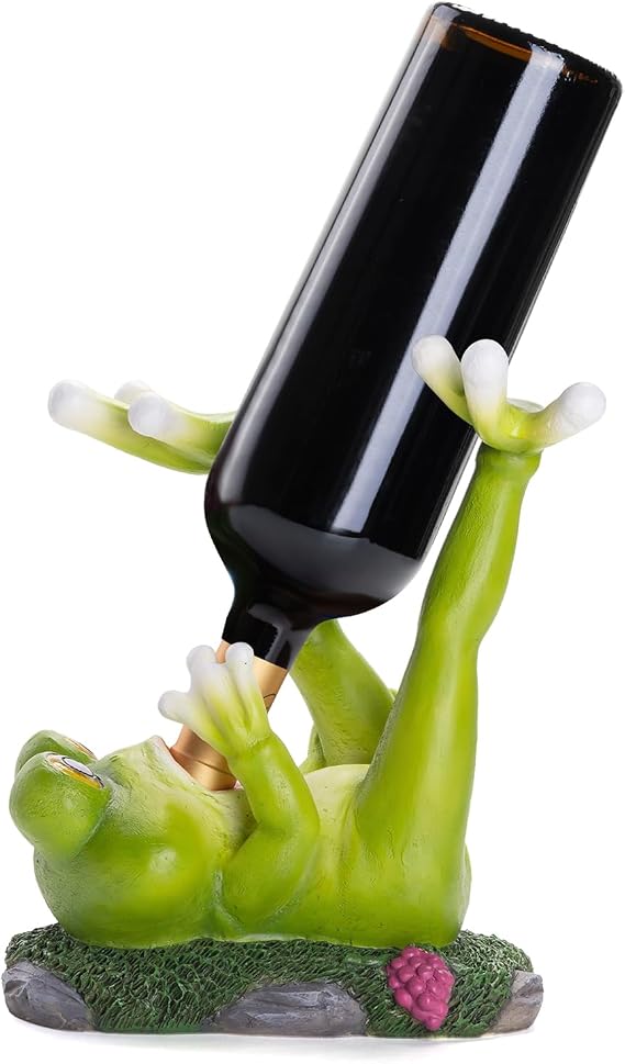 Frog Wine Bottle Holder, Funny Wine Rack Gift for Party Tabletop Countertops Kitchen Decoration Single Wine Bottle Rack Animal Wine Rack Set of 1, for Mom/Men/Collectors