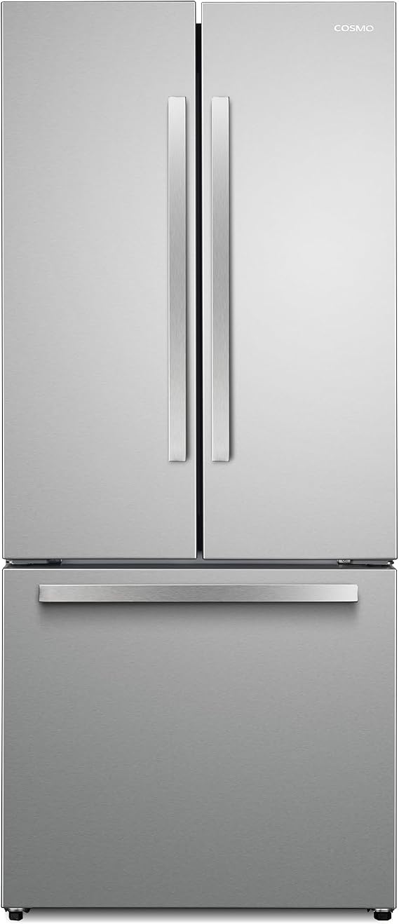 30 in. Vista Coll 17.5 cu. ft. French Door Refrigerator, Stainless Steel | Cosmo COS-RFFV183GHS Counter-Depth, Freezer Drawer, Interior LED Lights, Digital Touch Temperature Controls, Ice Maker