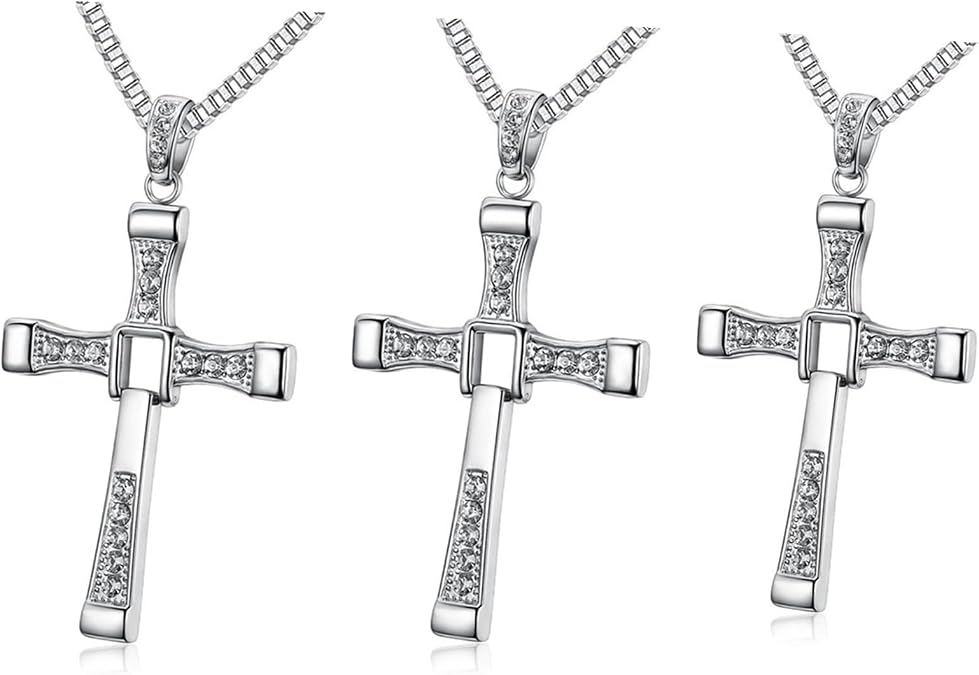 JinYu 3 Pcs Cross Pendant Necklace for Men Women