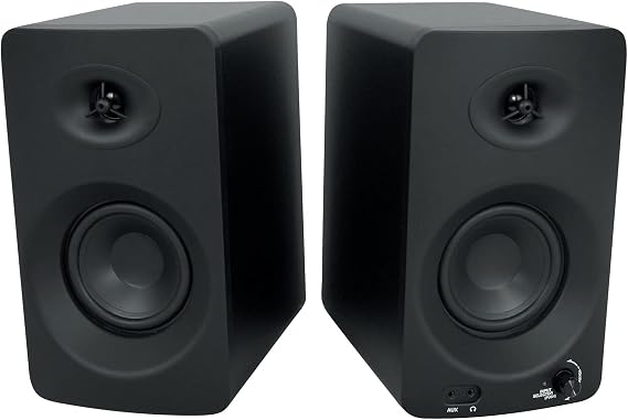 Rockville ASM4 Powered Studio Monitor Speaker Pair, 4", 2-Way, 200W, Black, Bluetooth, Optical Input, Perfect for Studio Monitoring, Computer Speakers | Optical Input, 1/4" TS, RCA, 3.5mm, 200W Peak / 50W RMS, DSP Tuned, Class D, Bluetooth 5.0, Silk Dome Tweeter, Bass Port