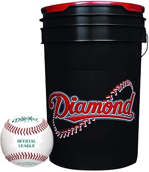 Diamond 6-Gallon Ball Bucket with 30 Leather Grade BLEM Practice Baseballs