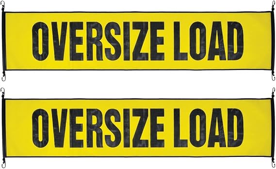 VULCAN Oversize Load Banner with Heavy Duty Metal Hooks - 2 Pack - Stretch Cord Mesh - 18 Inch x 84 Inch