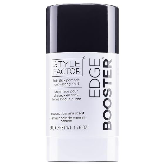 Style Factor EDGE BOOSTER Hair Wax Stick Pomade with Beeswax | Strong Hold Slick Stick for Flyaways, Edges & Baby Hair for Sleek Buns & Ponytails | Gifts for Women Mom Girls Teen | Coconut Banana