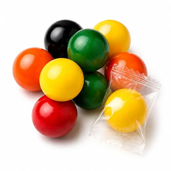 SweetGlob Wrapped Rainbow Jawbreaker Large Colorful Candy Ball, Long Lasting Hard Candy, Individually Wrapped Jawbreakers for Kids & Party Favors (Wrapped Rainbow, 1 Pound)