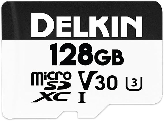 Delkin Devices Hyperspeed 128GB Micro SD Card with Adapter 100MB/s Read, UHS-I (U3, V30), 4K & Full HD for Smartphones, Tablets, GoPro, and Dash Cam