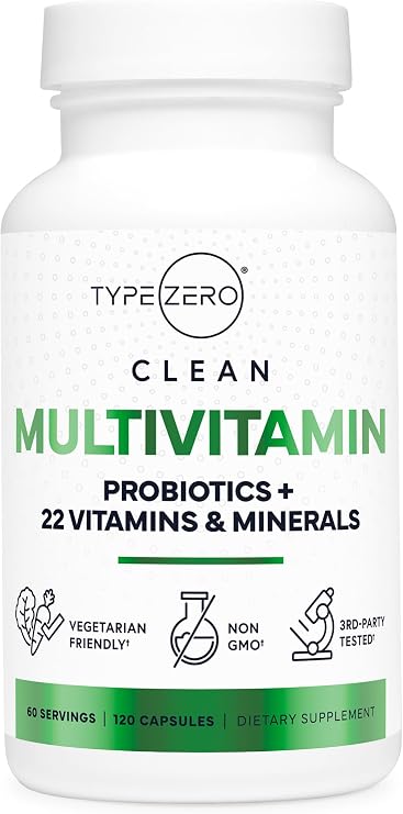 Type Zero Multivitamin Capsules (1,300mg) 120 Capsules, Vegetarian Friendly