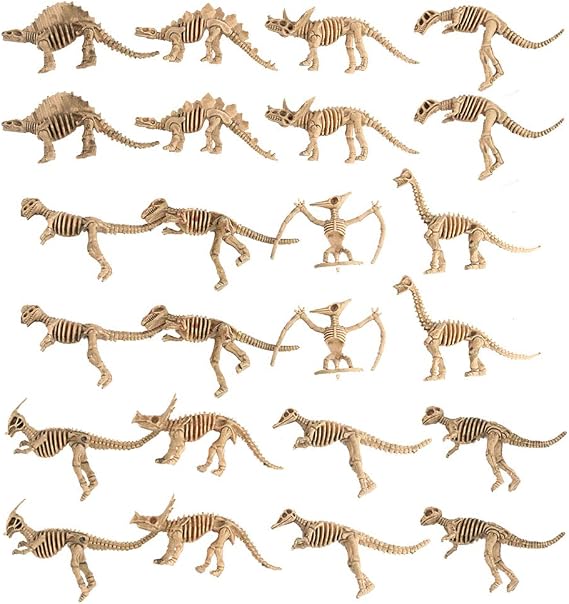 Hileyu 24 Pack Dinosaur Skeleton Fossil Figures, Educational Simulated Dinosaur Bones Toy Gift Set