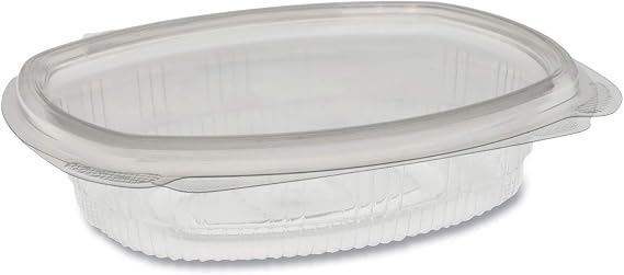 Pactiv Evergreen EarthChoice Recycled PET Hinged Container, 8 oz, 4.92 x 5.87 x 1.32, Clear, Plastic, 200/Carton