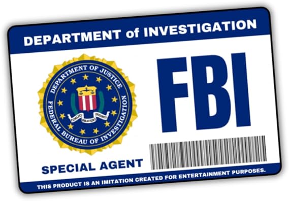 FBI Agent ID Card Costume Accessory for Halloween, Cosplay & Role Play for Entertainment Use Only White