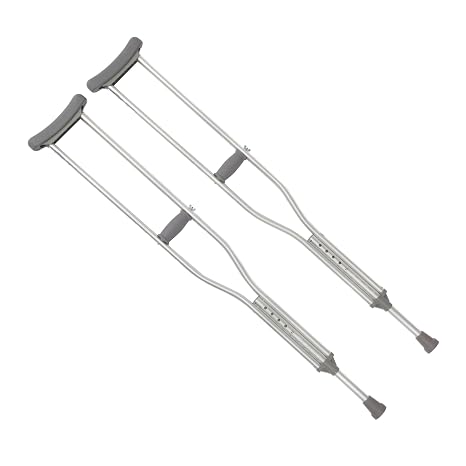 Cardinal Health CA901AD Push Button Adjustable Aluminum Axillary Crutch - Adult - 62-70 in - Weight Capacity 300 lb - Lightweight Sturdy Construction - Reinforced Crutch Tip - 1 Pair