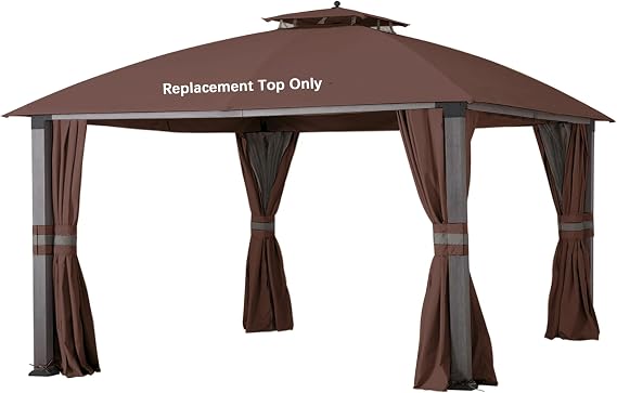 10X12 Replacement Gazebo Top,600D Polyester Waterproof Shade Canopy