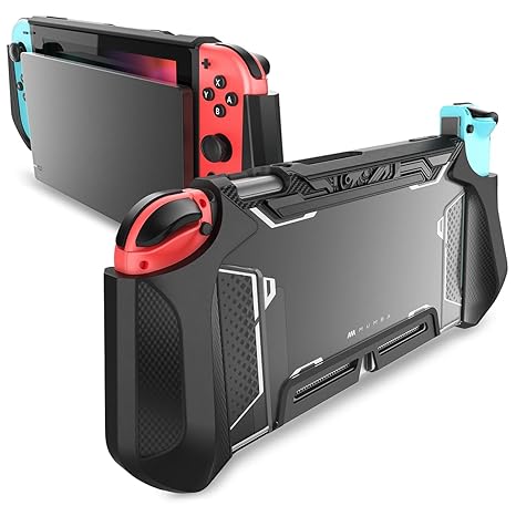 Mumba Dockable Case Compatible with Nintendo Switch 1 (2017 Release), [Blade Series] TPU Grip Protective Cover Case with Ergonomic Design and Comfort Grip,Accessories for Switch (Black)