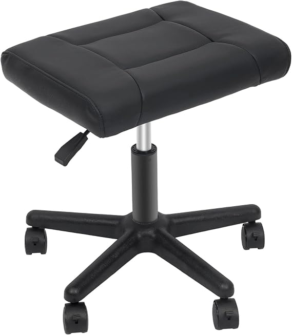 Footrest Stool Under Desk with Wheels, Adjustable Height Ergonomic Square Rolling Stool, Mobile Footrest with 360Wheels for Home Office