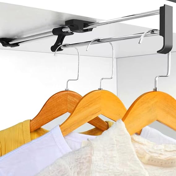 Closet Pull Out,Autuwintor Pull Out Shoe Rack for Closet with Screws,Retractable Wardrobe Closet Pull Out Rod,Clothes Hanger,Adjustable Home Garment Hanger,Cold Rolled Steel,Heavy Duty 10",1pcs
