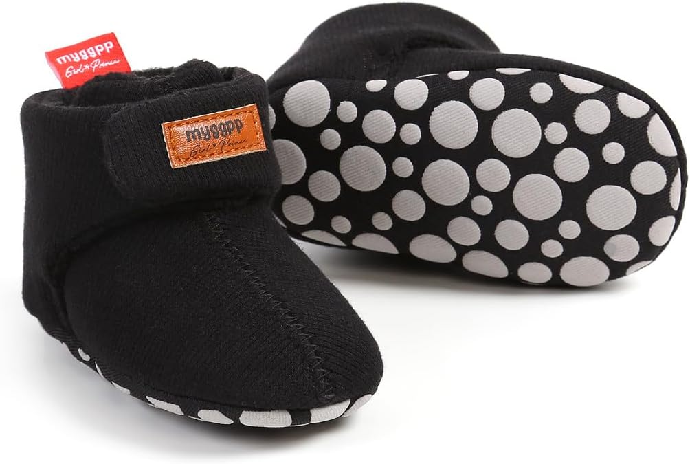 Baby Booties Cozy Fleece Slippers Soft Baby Shoes With Gripper Soles, Winter Infant Newborn Crib Sock Shoe Warm Footwear First Walkers