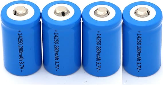 [4Pcs] 3.7V 280mAh 14250 Charging Button with Large Capacity at the top, can accommodate LEDs, mini Fans, etc.