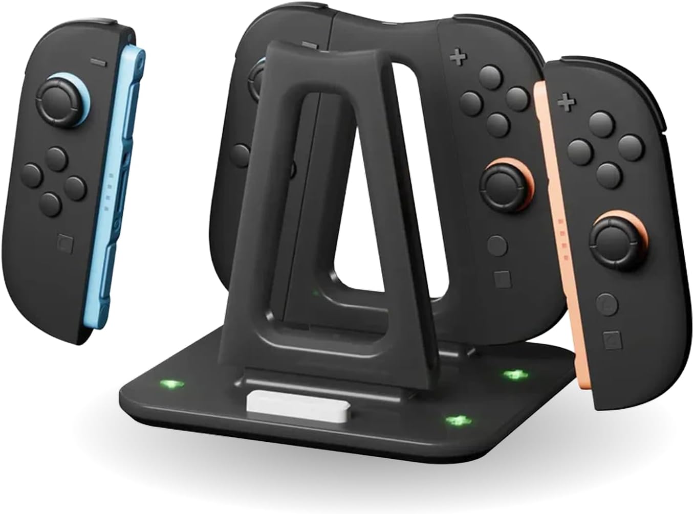 GENKI Dual Wield Charging Station Switch Charging Stand for 2 Joy-Cons Transforms into a Triangle Grip Integrated Design Compatible with Magnetic Lock Supports Simultaneous Charging for 4 Units