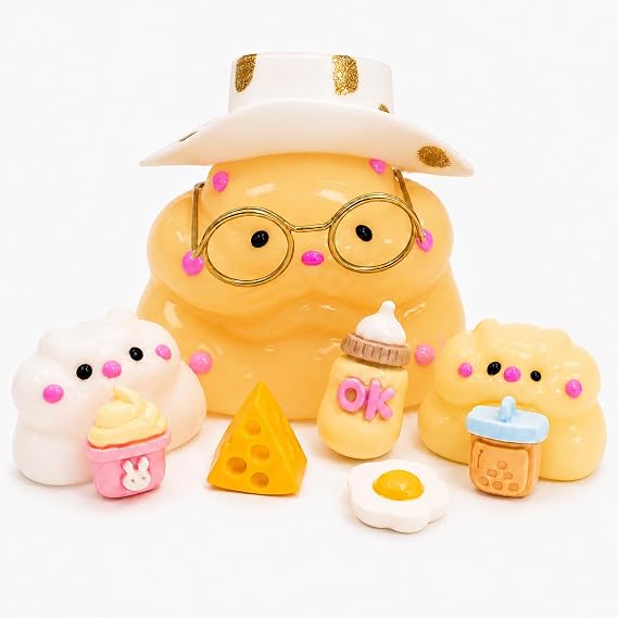 9pcs Taba Squishy Hamster Squeeze Toys,Ultra Soft Decompression Cute Taba Toys for Kids & Adults, Reusable Non-Violent Squishy Toys for Stress Relief & Relaxation (Yellow)