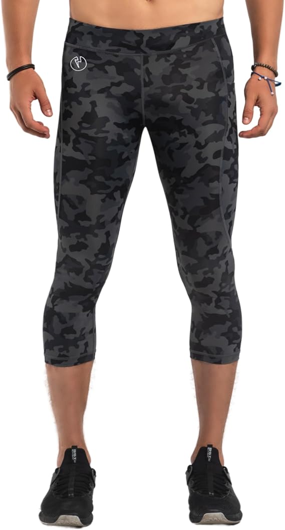 Kapow Meggings Men's Performance 3/4 Leggings Sports Compression with Pockets