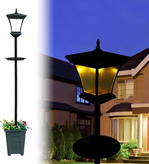 HoldOneLight Single-Head Waterproof Solar Lamp Post Light with Planter [Energy Class A]