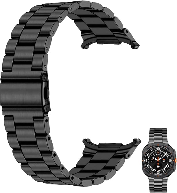 Juntan Stainless Steel Watch Band for Galaxy Watch Ultra 7 47mm, No Gap Metal Strap, One-piece Business Replacement Bracelet for Men Women