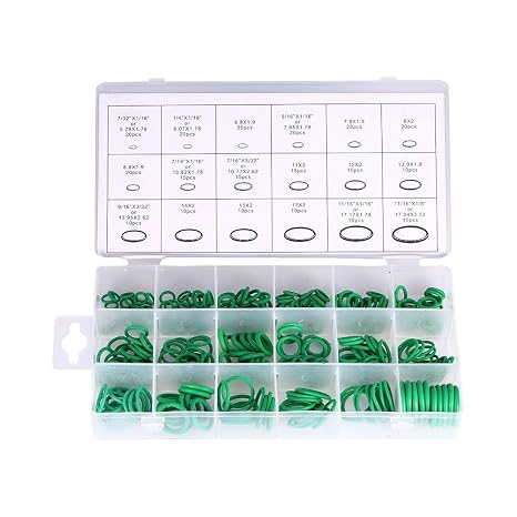 18 Sizes 270pcs Fit for Car Truck Air Conditioning Replacement Green O Ring Tools Kit