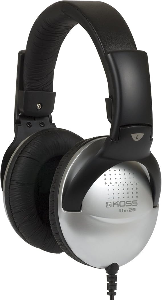Koss UR29 Collapsible Portable Headphones, Standard Packaging Black, Silver