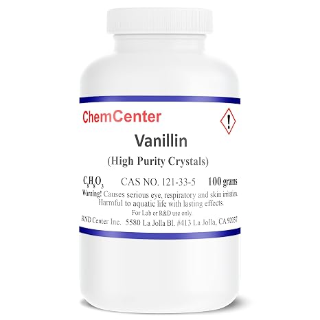 Vanillin, Crystals/Powder, 99% Minimum, 100 Grams