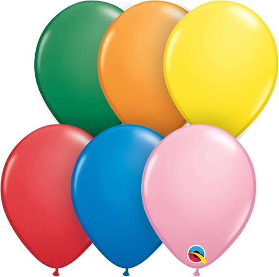 Qualatex 43567 Standard Assortment Latex Balloons, 5", Multicolor, Pack of 100