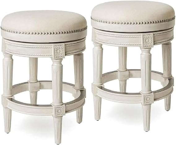 Maven Lane Pullman Backless Counter Stool, Cream, 26", Set of 2
